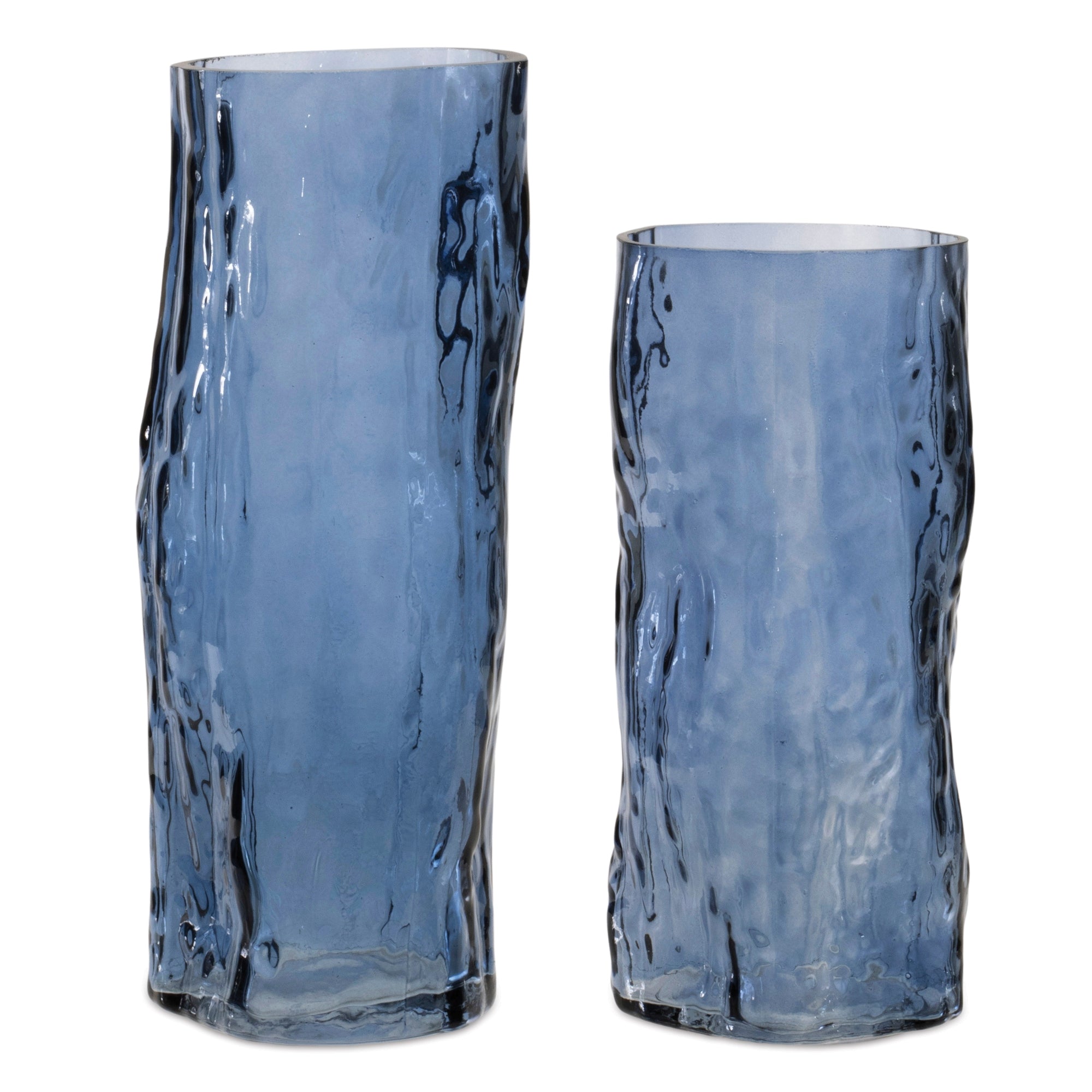 Blue Wavy Glass Vase (Set of 2)