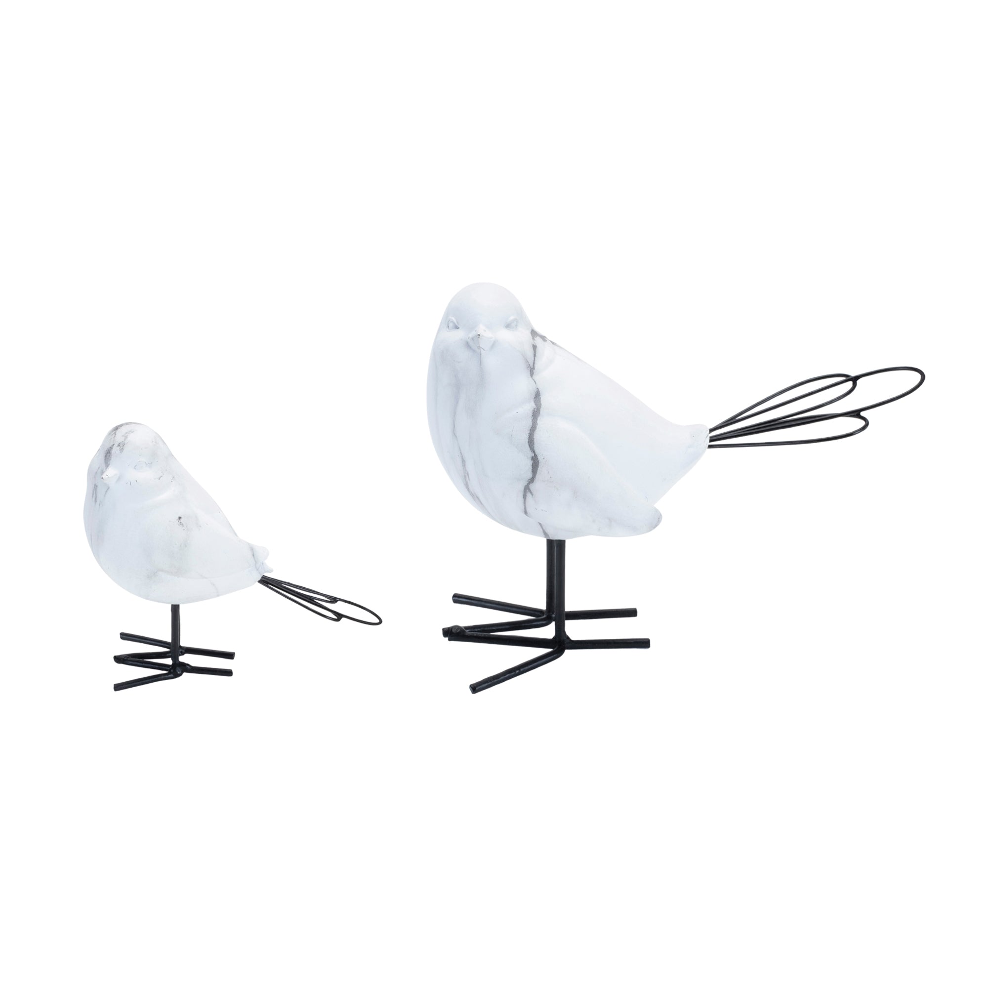 Marble Print Bird Figurine (Set of 2)