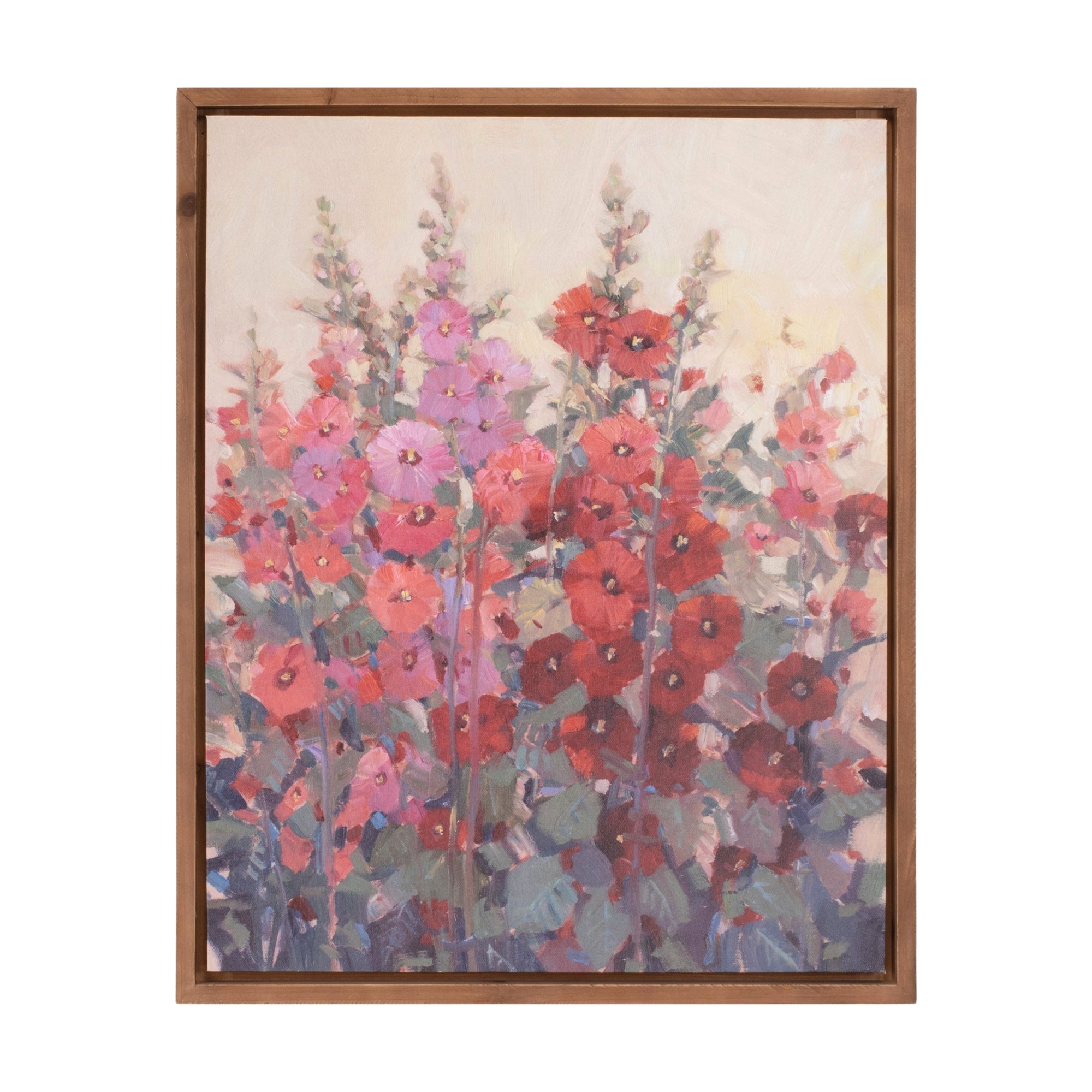 Framed Hollyhock Floral Canvas Art 29"H