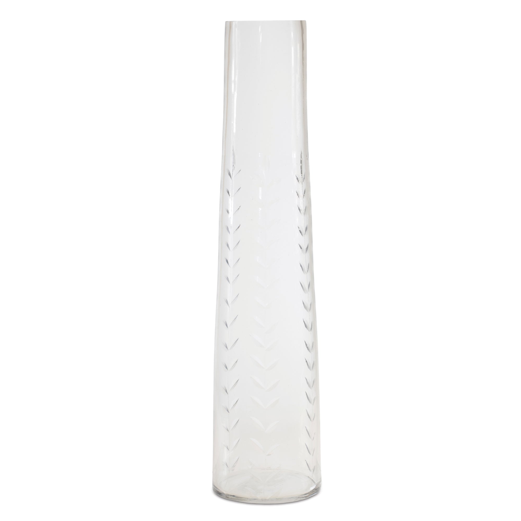 Etched Soda Lime Glass Vase 11.5"H