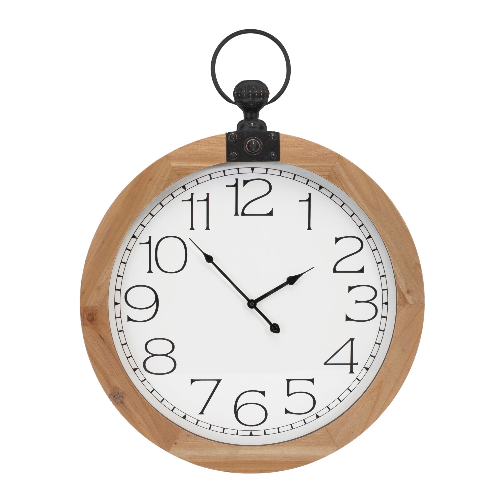 Round Wood Wall Clock Under Glass 23.75"D