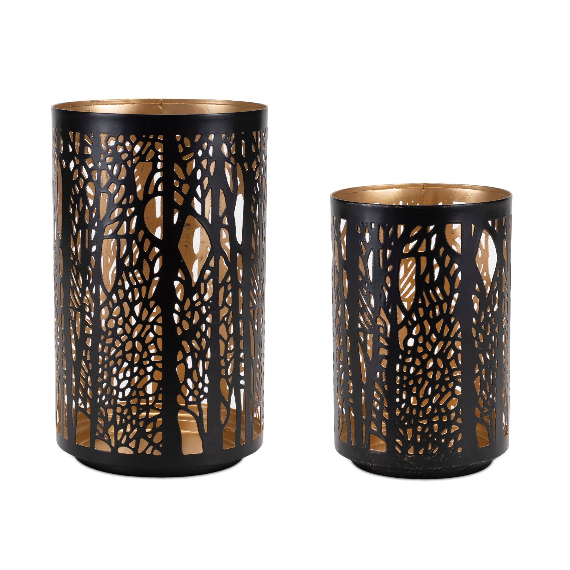 Forest Trees Punched Metal Candle Holder (Set of 2)