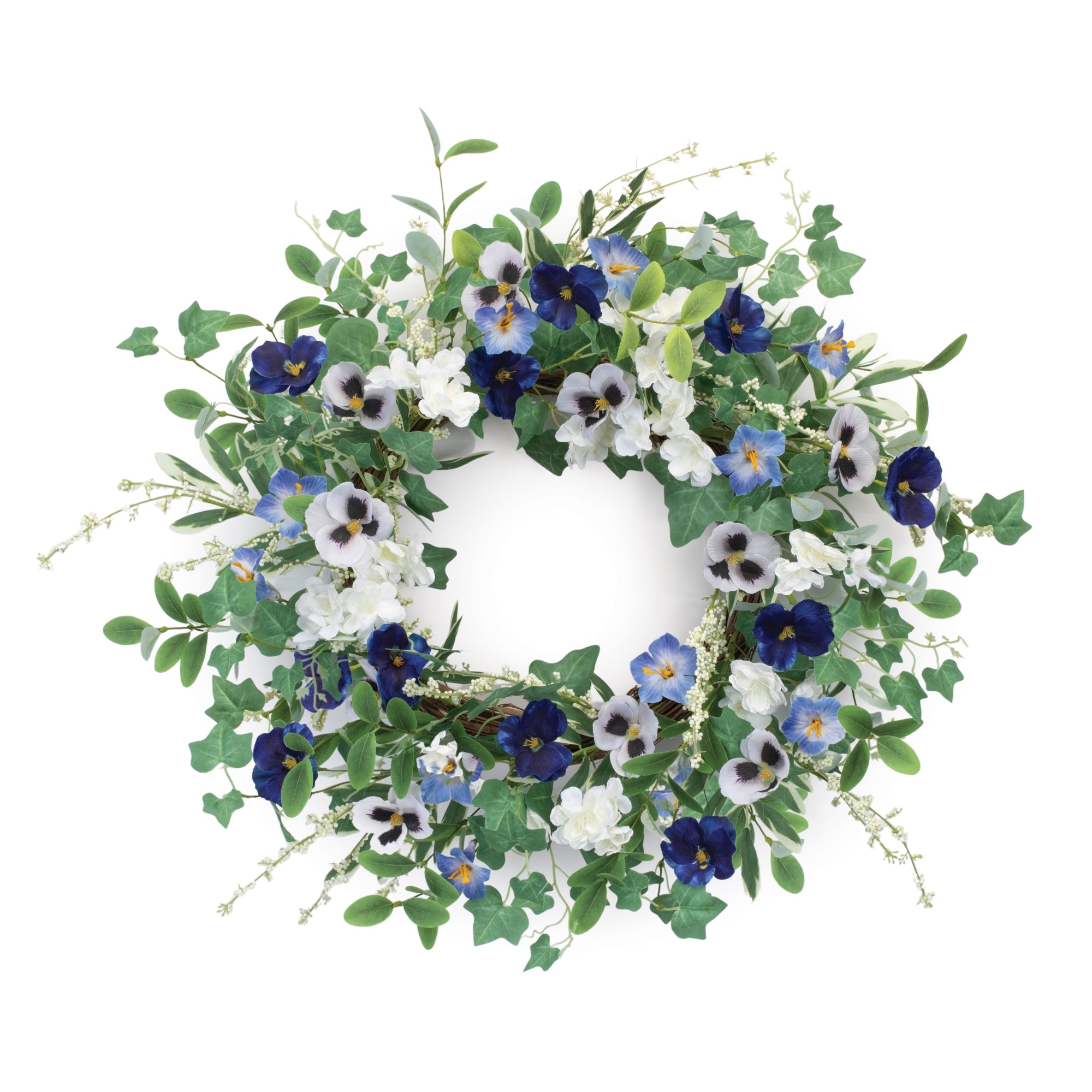 Mixed Petunia Pansy Floral Wreath 22"D