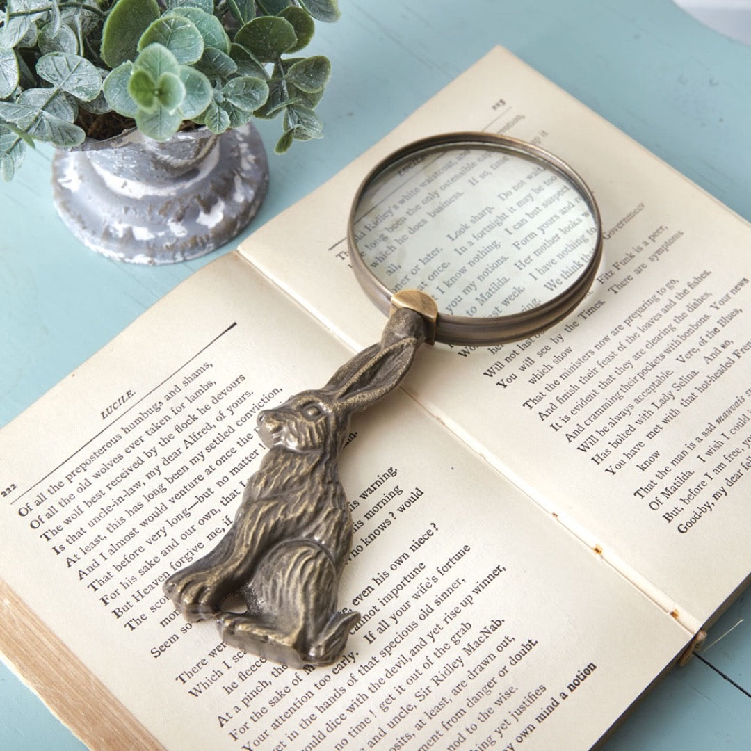 Antique Brass Hare Magnifying Glass