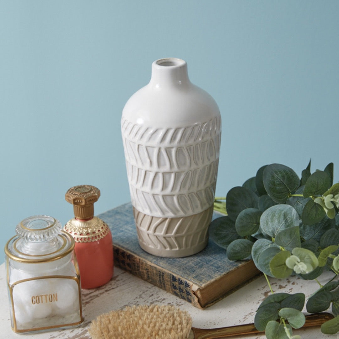 Wavy Two-Tone Stoneware Vase