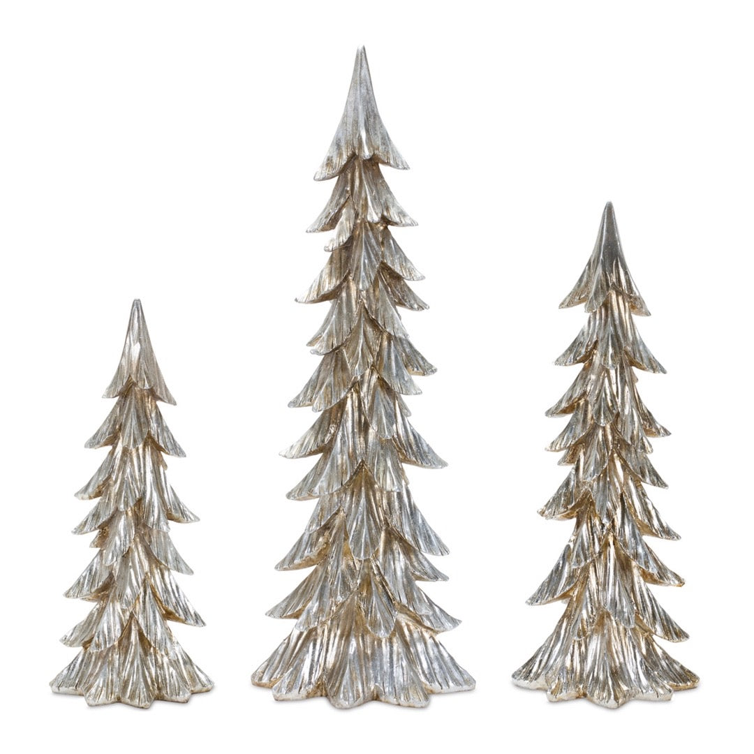 Wintery Champagne Trees, Set of 3